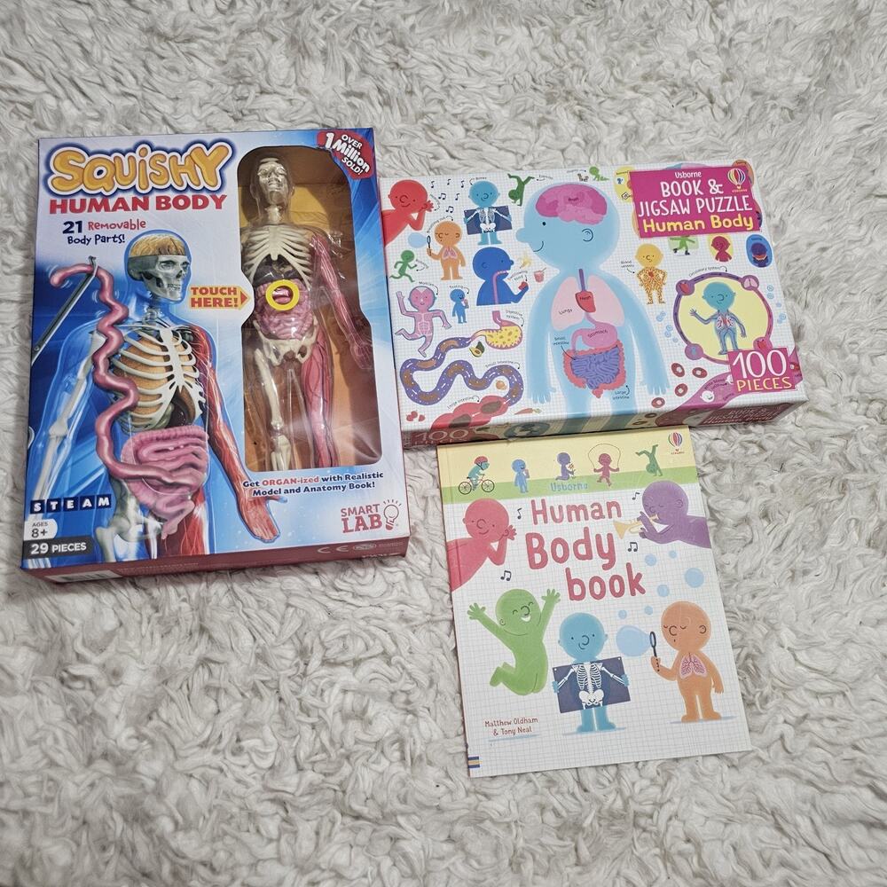 Childrens Human Anatomy Bundle Squishy Human Body, Jigsaw And Book